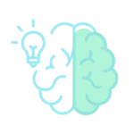 home 5 Minimalist brain icon with a lightbulb representing cognitive function and mental clarity.