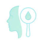 home 6 Minimalist icon of a female face with sparkles representing beauty and skin health.