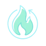 home 3 Minimalist flame icon with circular arrow representing metabolism and energy balance.