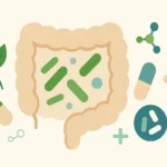 home 3 Illustration of gut health with supplements and probiotics