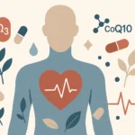 home 2 Flat illustration of heart health with supplements, Omega-3, CoQ10, and plants – Strong Hummingbird.