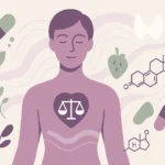 home 9 Flat illustration of human figure with hormone symbols, capsules, and plants – Strong Hummingbird.