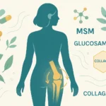 home 11 Flat illustration of knee joint with joint supplements, collagen, MSM, and turmeric – Strong Hummingbird.